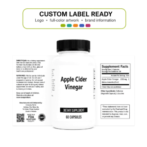 Apple Cider Vinegar wholesale supplement clean custom label ready bottle with full label sheet and color options