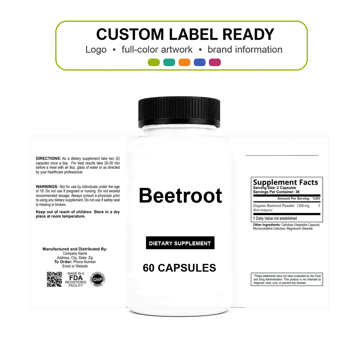 Beetroot v11 bottle-intact custom label ready Beetroot wholesale supplement custom label ready bottle and full label sheet