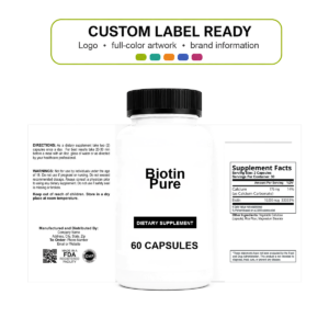 Biotin Pure wholesale supplement custom label ready bottle and full label sheet