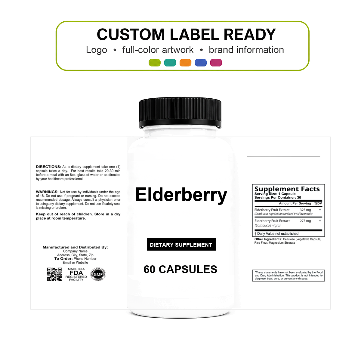 Elderberry-600mg v11 bottle-intact custom label ready Elderberry-600mg wholesale supplement custom label ready bottle and full label sheet