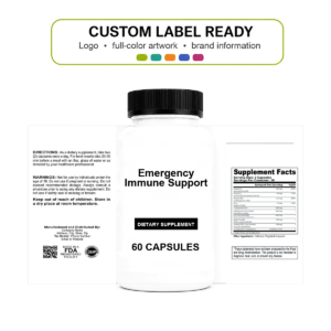 Emergency Immune Support wholesale supplement custom label ready bottle and full label sheet
