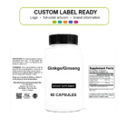 Ginkgo/Ginseng wholesale supplement custom label ready bottle and full label sheet