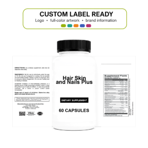 Hair Skin & Nails Plus wholesale supplement custom label ready bottle and full label sheet