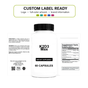 K2D3 Max wholesale supplement custom label ready bottle and full label sheet