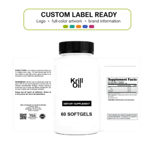 Krill Oil Softgels wholesale supplement custom label ready bottle and full label sheet