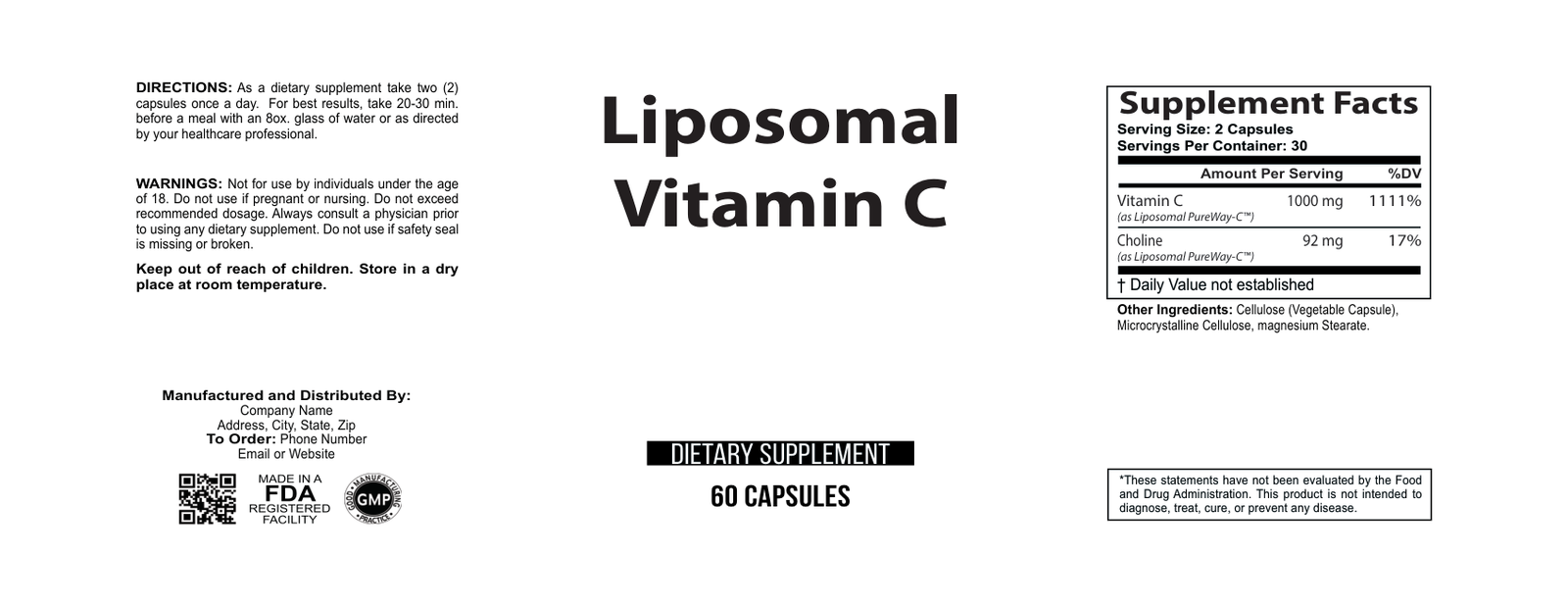 Liposomal Vitamin C wholesale supplement label 60