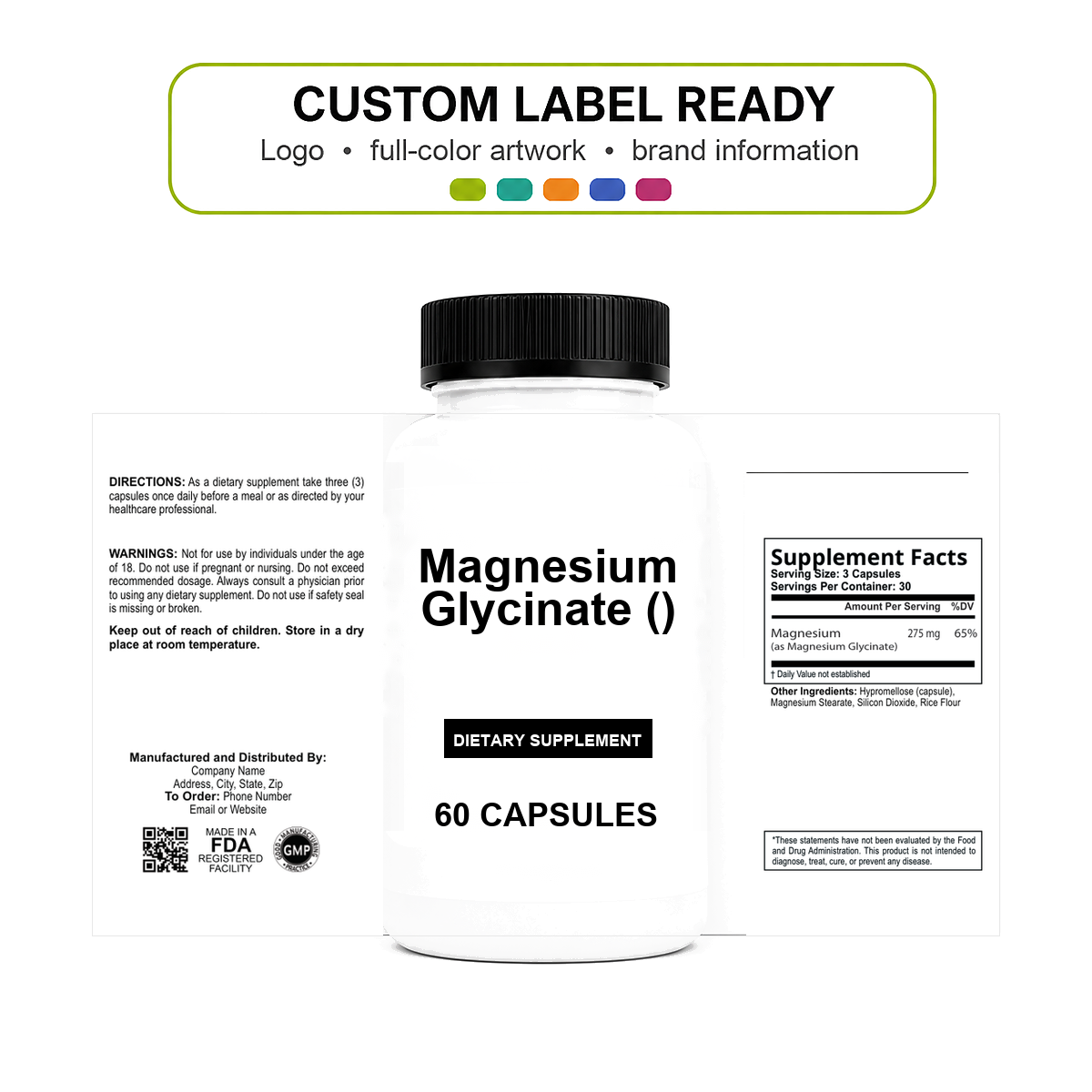Magnesium Glycinate (Caps) v11 bottle-intact custom label ready Magnesium Glycinate (Caps) wholesale supplement custom label ready bottle and full label sheet