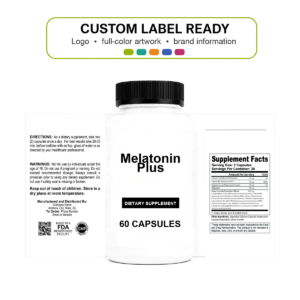 Melatonin Plus wholesale supplement custom label ready bottle and full label sheet