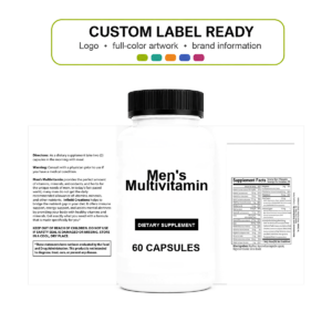 Men's Multivitamin wholesale supplement custom label ready bottle and full label sheet