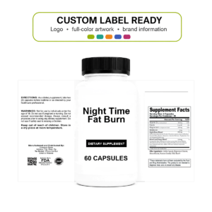 Night Time Fat Burn wholesale supplement custom label ready bottle and full label sheet
