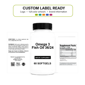 Omega 3 Fish Oil Softgels 36/24 wholesale supplement custom label ready bottle and full label sheet