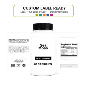 Sea Moss wholesale supplement custom label ready bottle and full label sheet