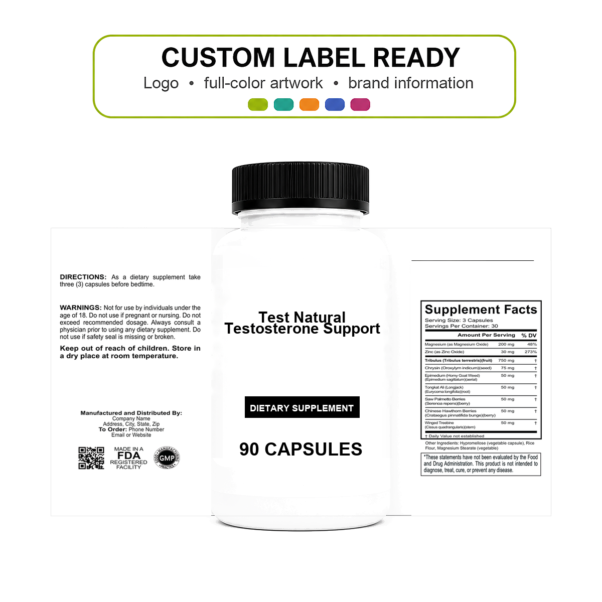 Test Natural Testosterone Support v11 bottle-intact custom label ready Test Natural Testosterone Support wholesale supplement custom label ready bottle and full label sheet