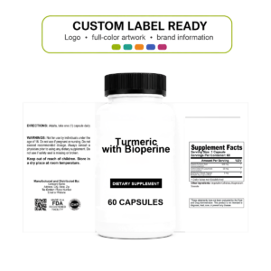 Turmeric w/Bioperine wholesale supplement custom label ready bottle and full label sheet